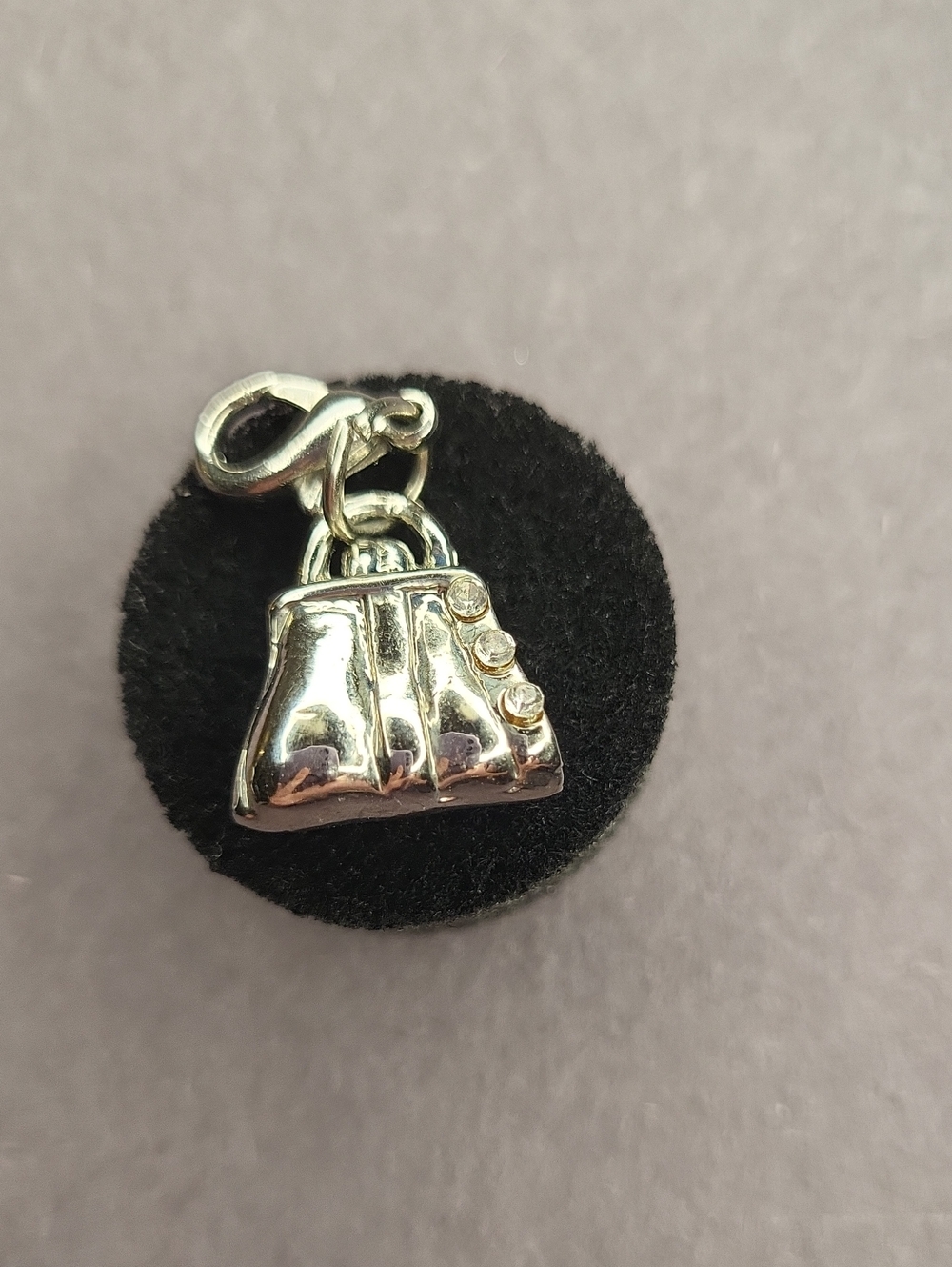 Silver Tone Purse Charm with Rhinestones